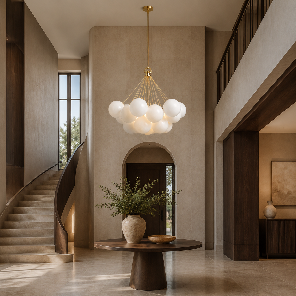 Arlo Opal Glass Cluster Chandelier in a foyer