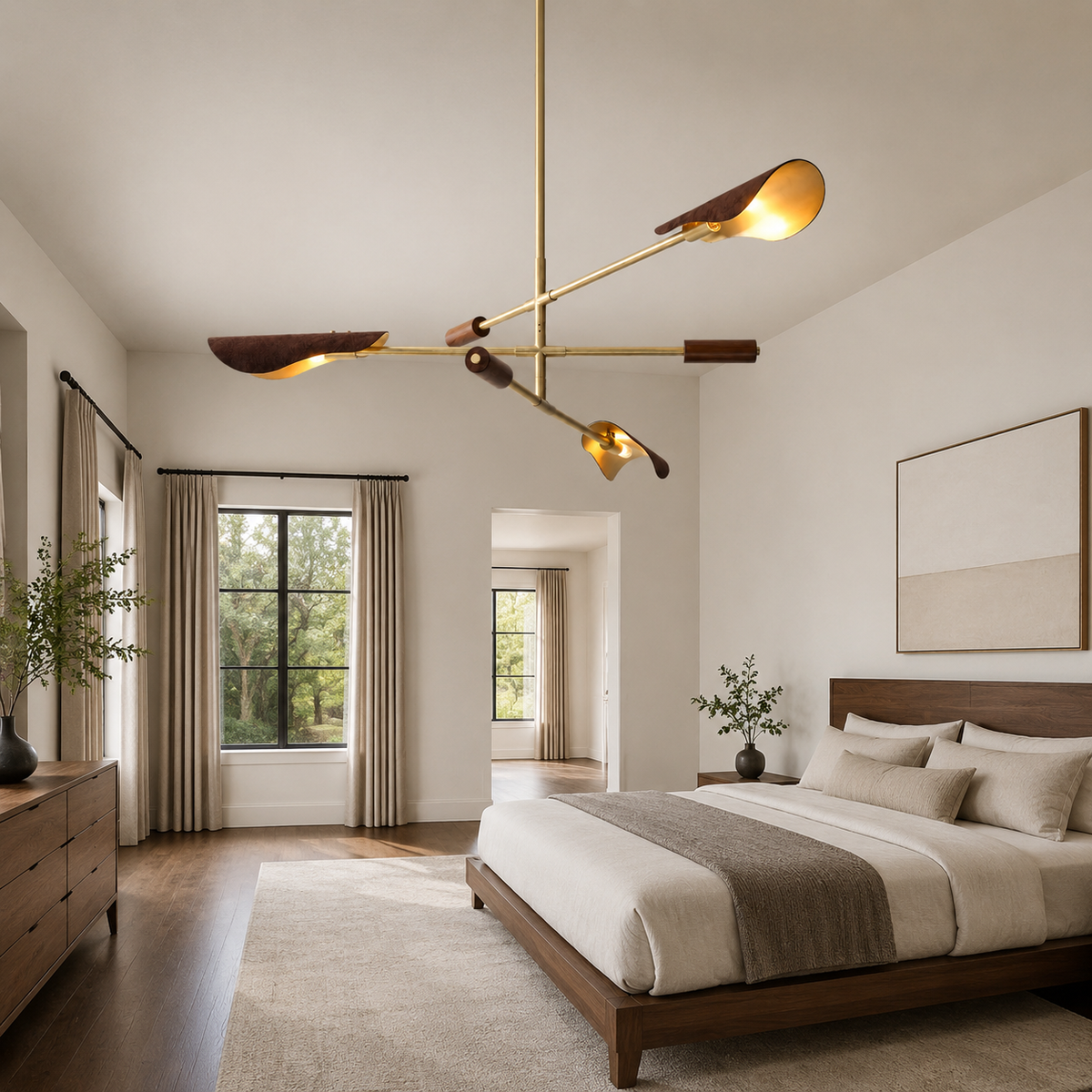Astrid chandelier in a refined bedroom