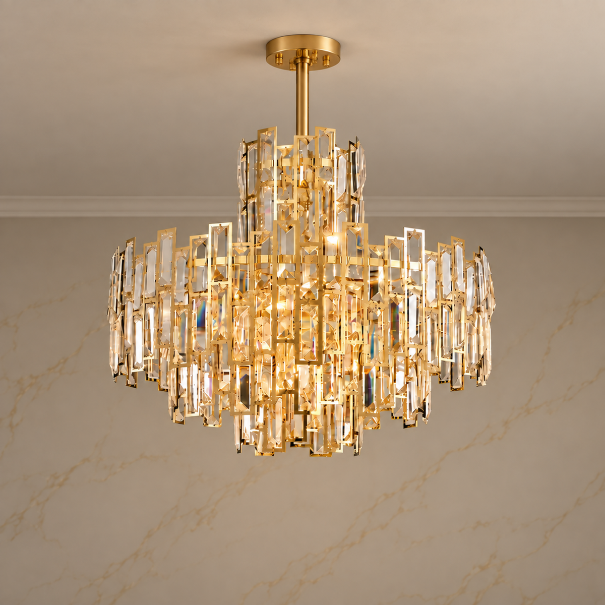 Aurelisse Gold Crystal Tiered Round Chandelier installation components