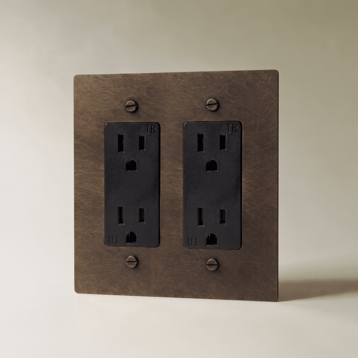Aurex Vintage Brass with Patina 2 Gang Standard Wall Outlet - CARRA HOME