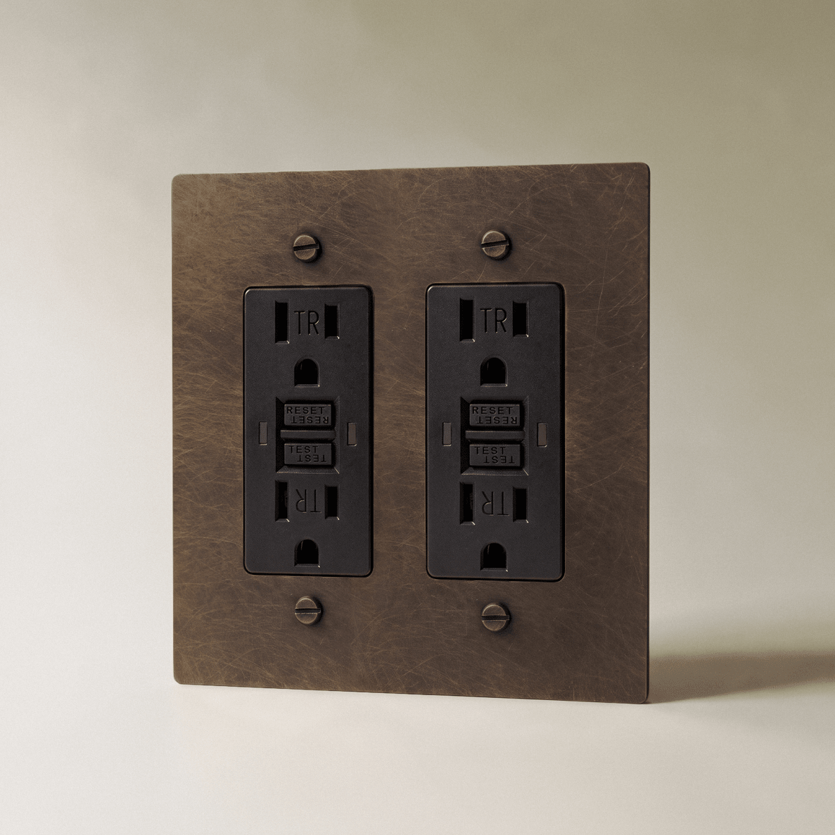 Aurex Vintage Brass with Patina 2 Gang GFCI Wall Outlet - CARRA HOME
