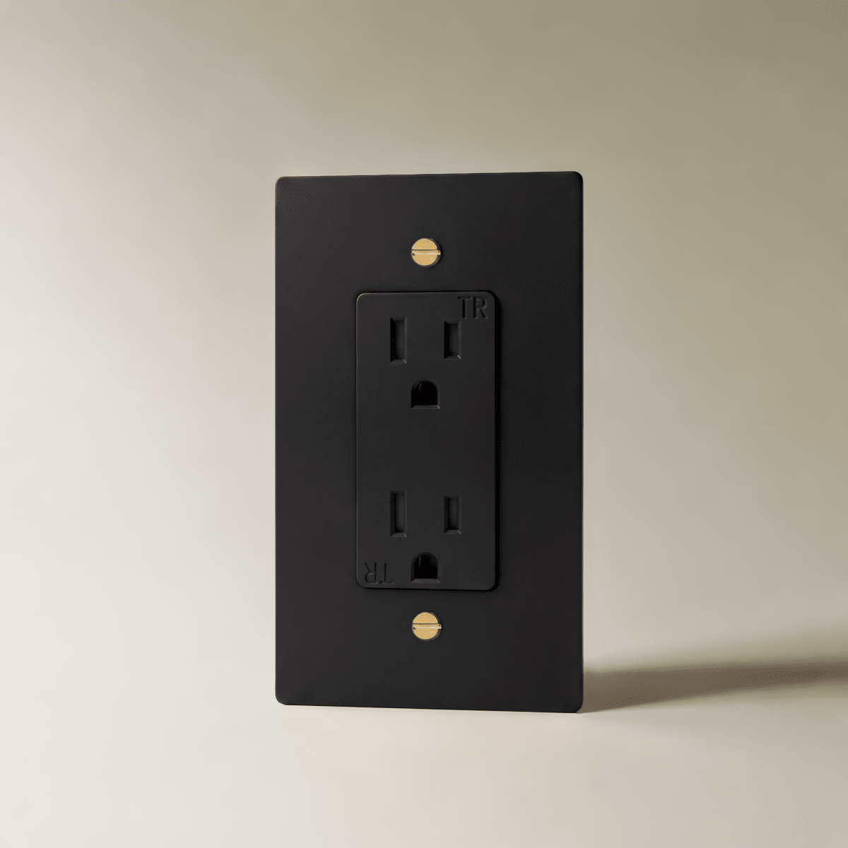 Aurex Night Black with Brass 1 Gang Standard Wall Outlet - CARRA HOME