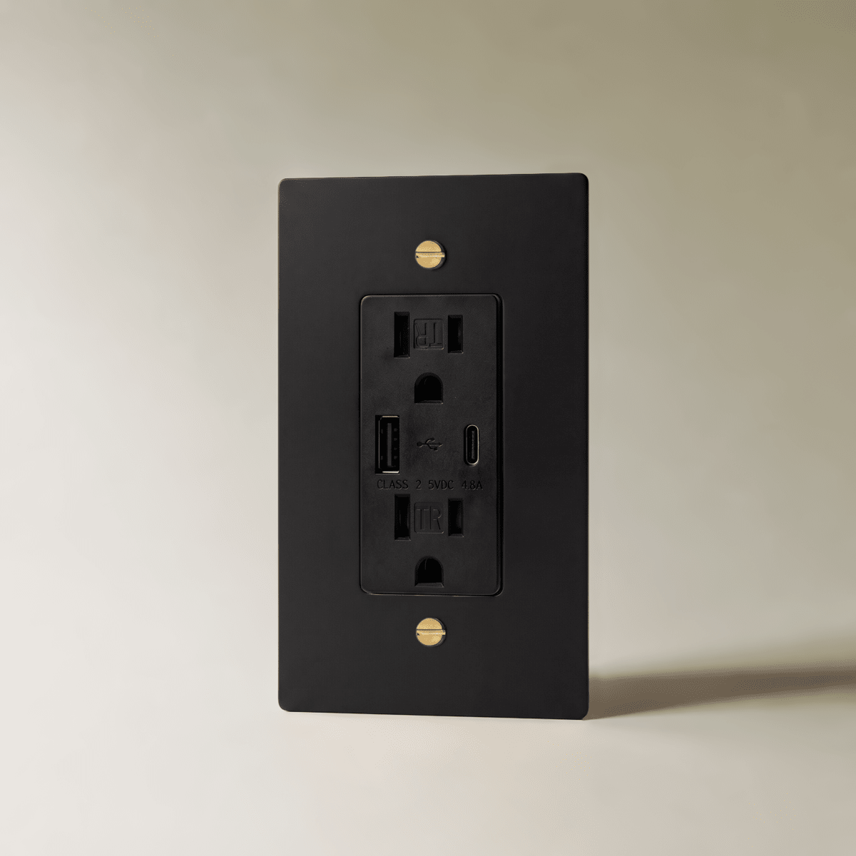 Aurex Night Black with Brass 1 Gang USB-C Wall Outlet - CARRA HOME