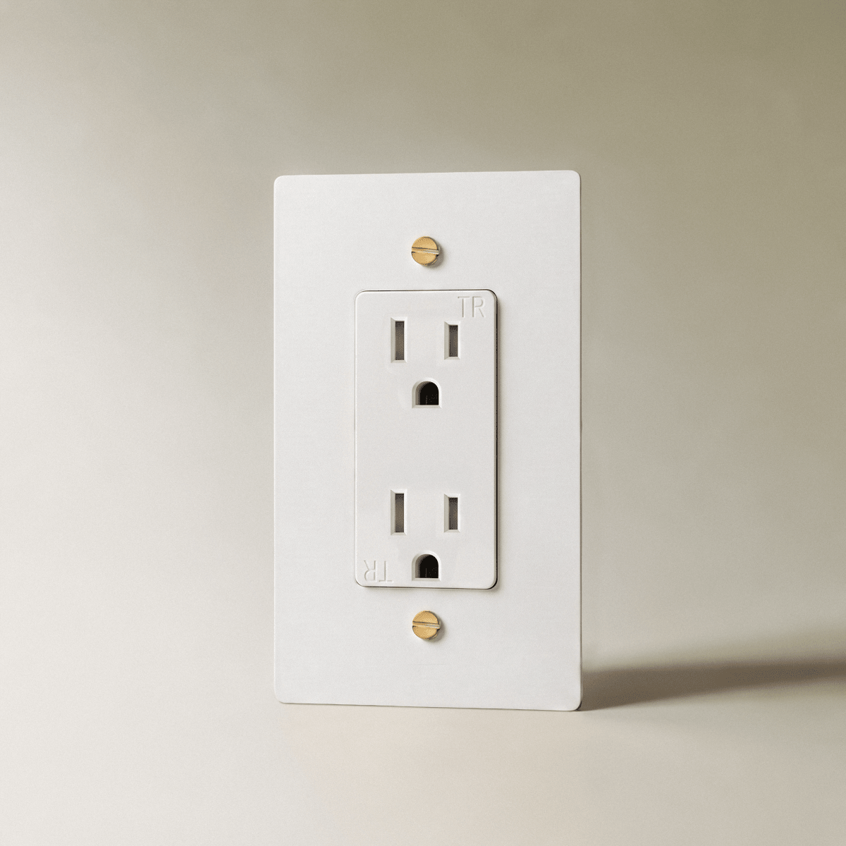Aurex White with Brass 1 Gang Standard Wall Outlet - CARRA HOME
