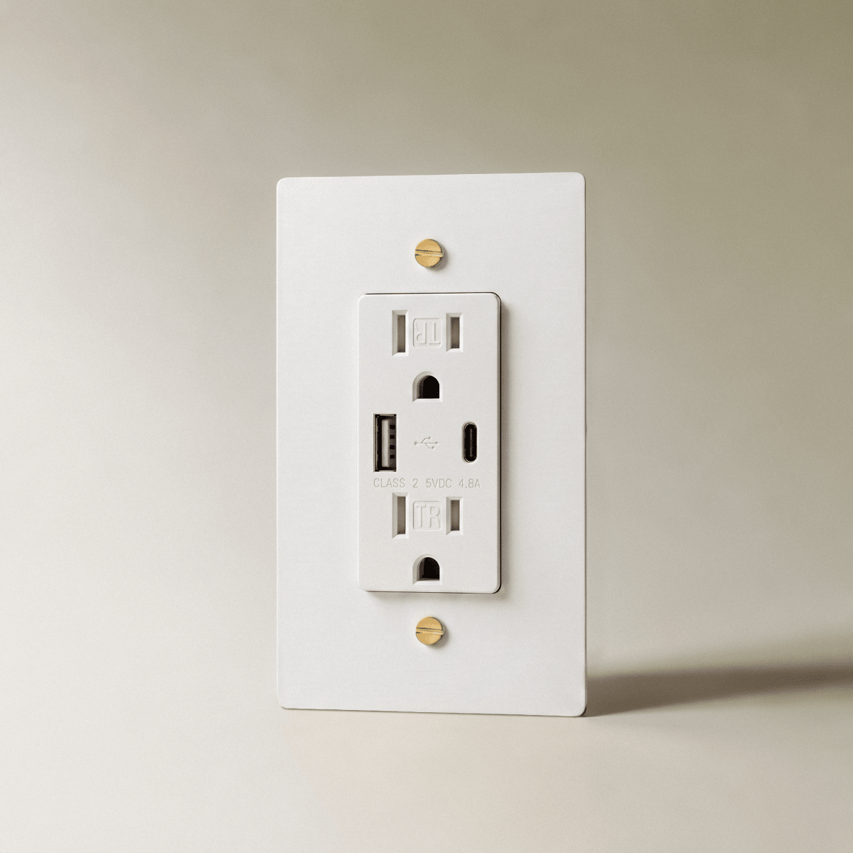 Aurex White with Brass 1 Gang USB-C Wall Outlet - CARRA HOME