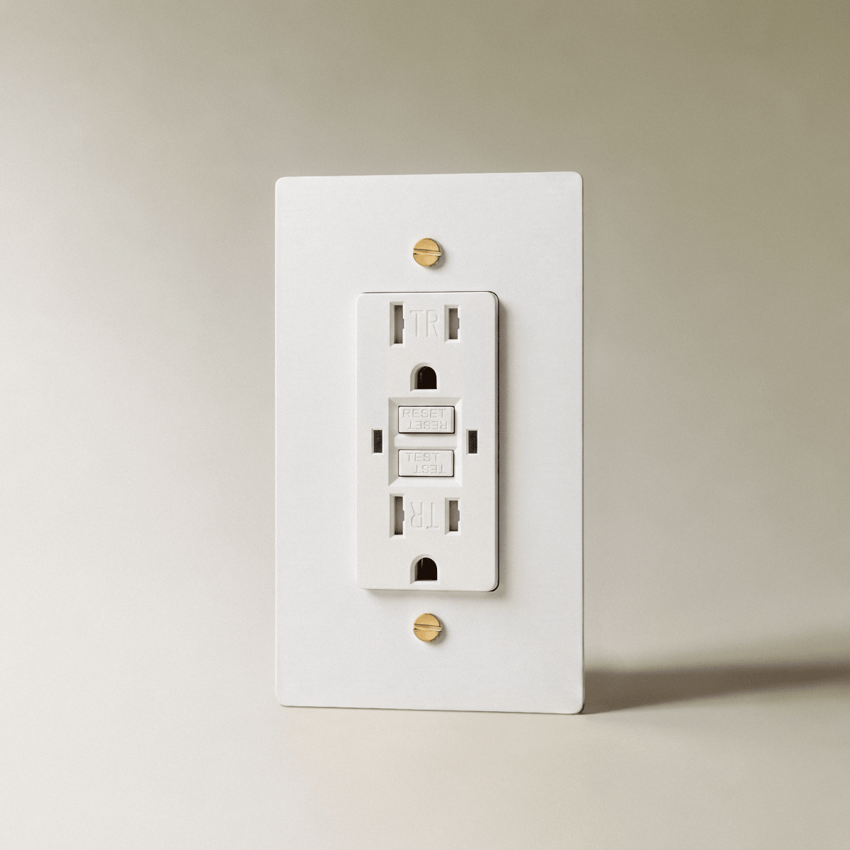 Aurex White with Brass 1 Gang GFCI Wall Outlet - CARRA HOME