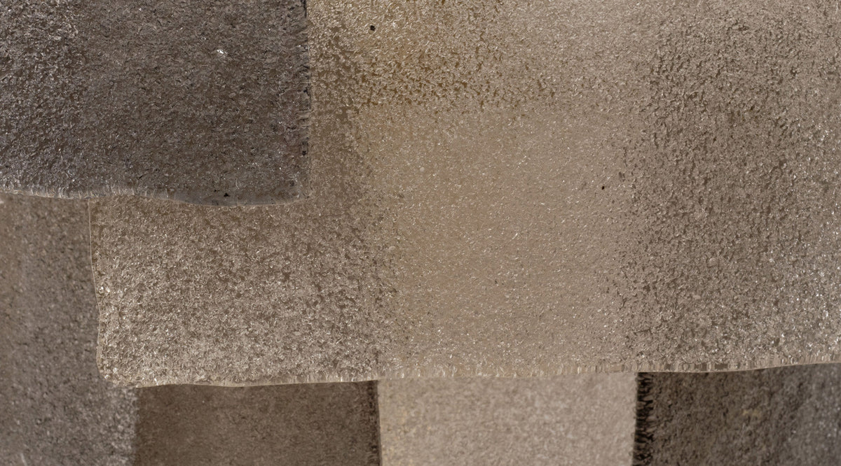 Aurora seeded glass and antique brass material detail | CARRA HOME