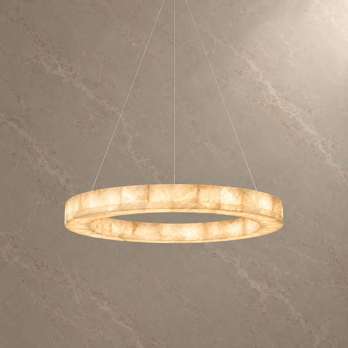 aveline alabaster ring chandelier gold 100cm light on
