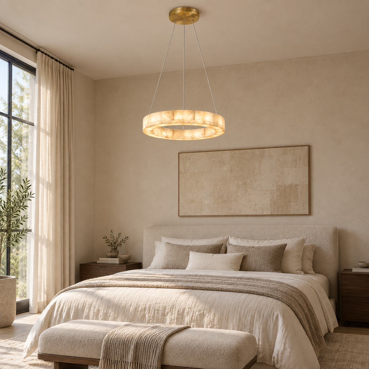 aveline alabaster ring chandelier gold 50cm bedroom