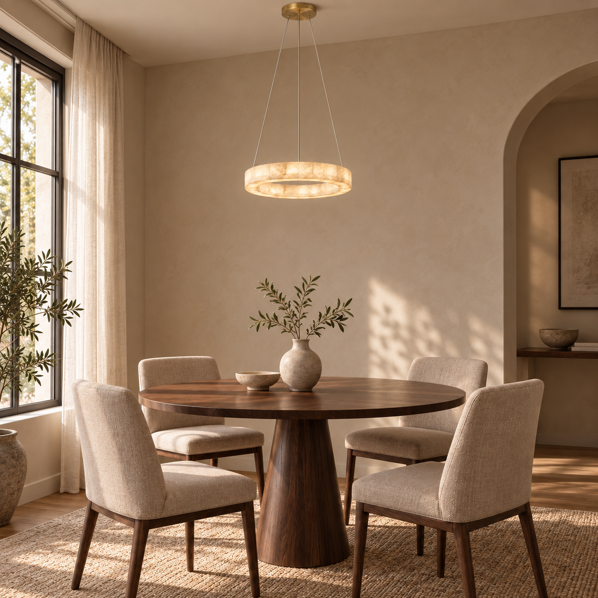aveline alabaster ring chandelier gold 50cm dining room