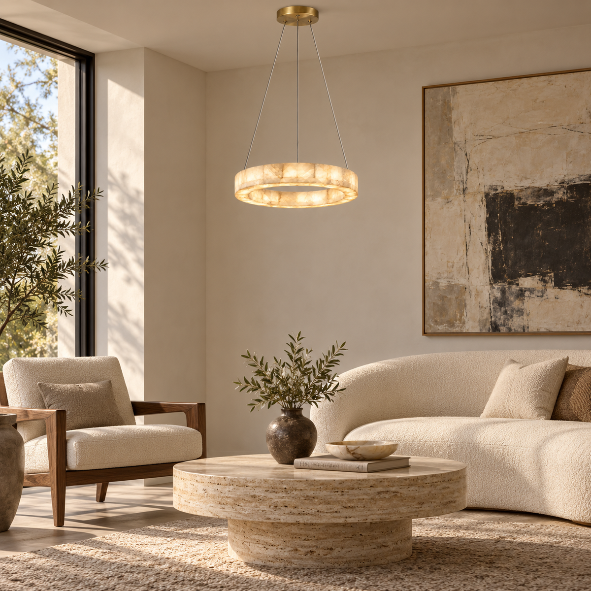 aveline alabaster ring chandelier gold 50cm living room