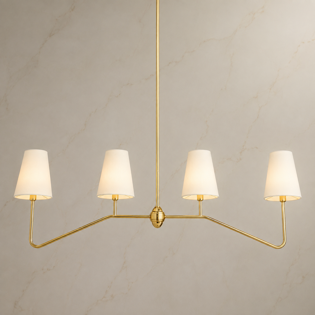 Berkshire Metal Linear Pendant in gold, light on