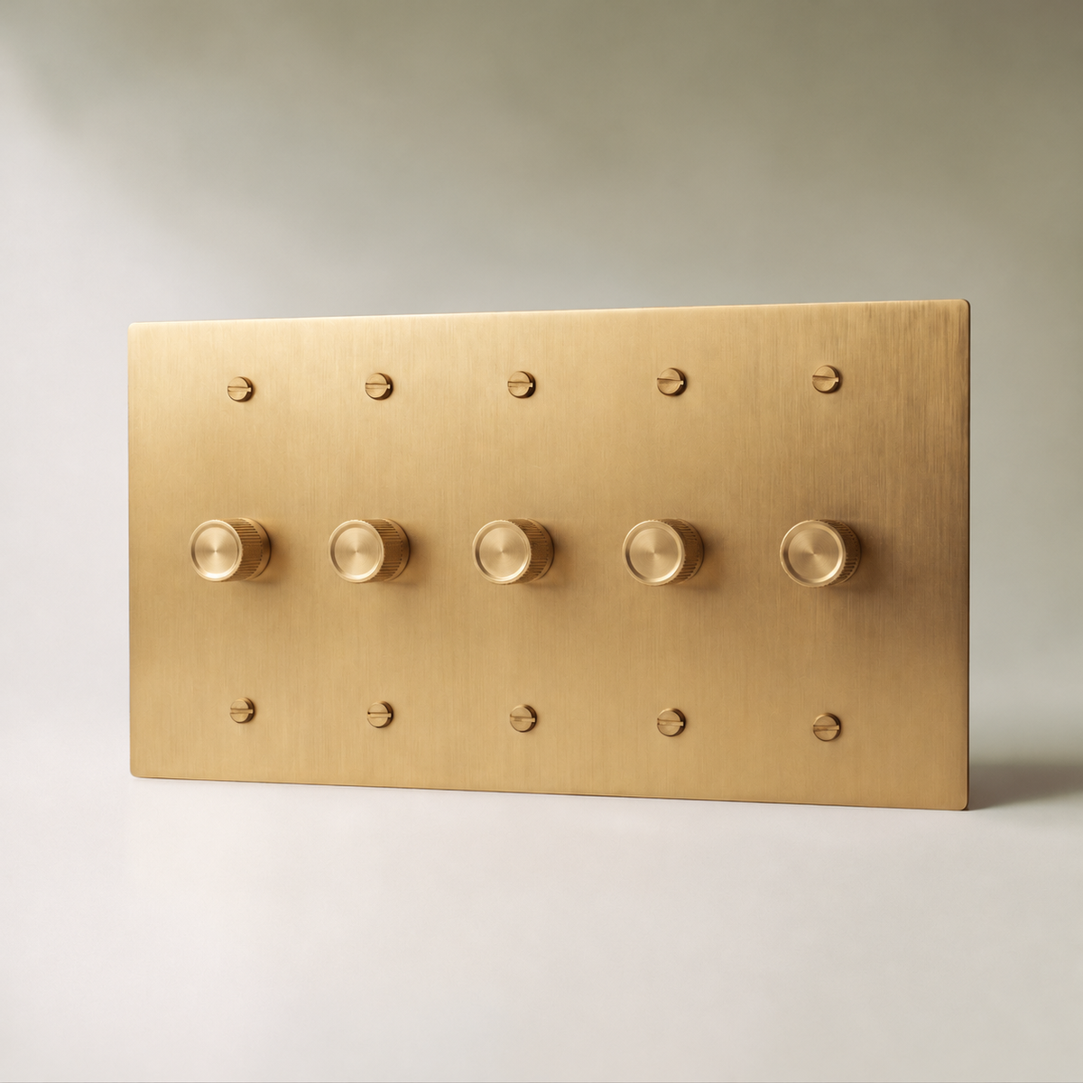 Brass Rotary Dimmer Switch, Brass 5 Gang product view — seamless faceplate | CARRA HOME