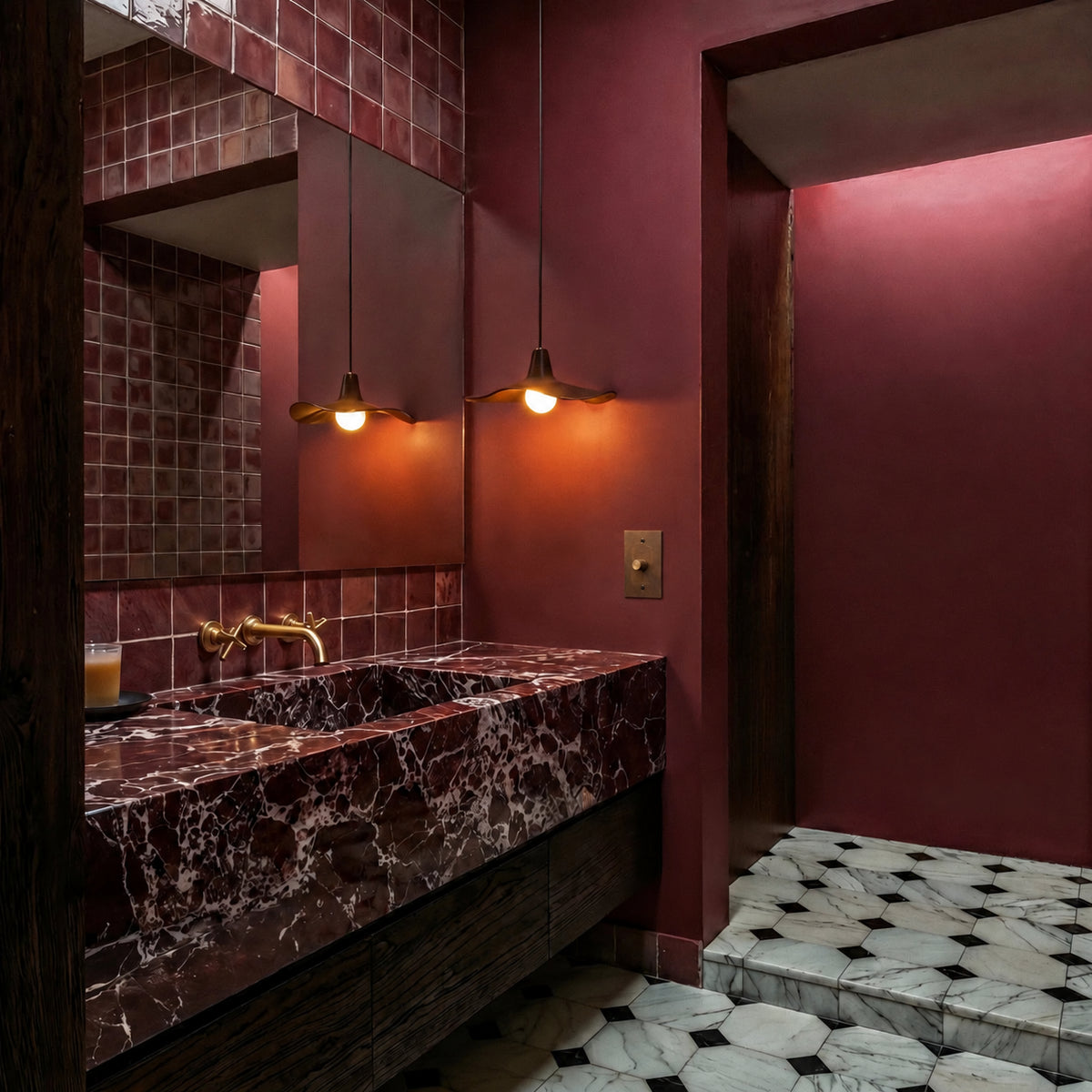 Brass Rotary Dimmer Switch installed in an interior, view 42 — seamless faceplate | CARRA HOME