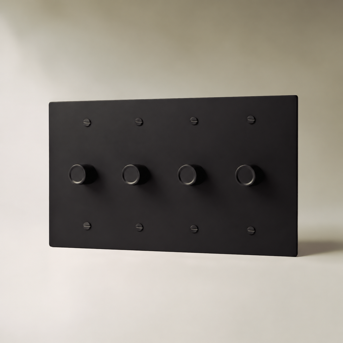 Brass Rotary Dimmer Switch, Night Black 4 Gang product view — seamless faceplate | CARRA HOME