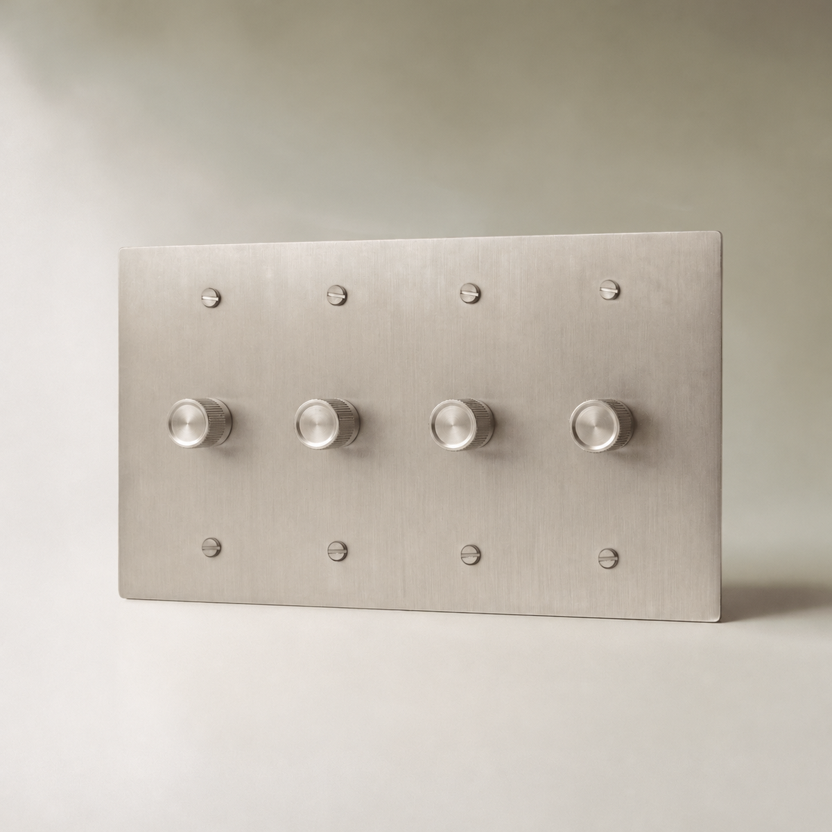 Brass Rotary Dimmer Switch, Stainless Steel 4 Gang product view — seamless faceplate | CARRA HOME