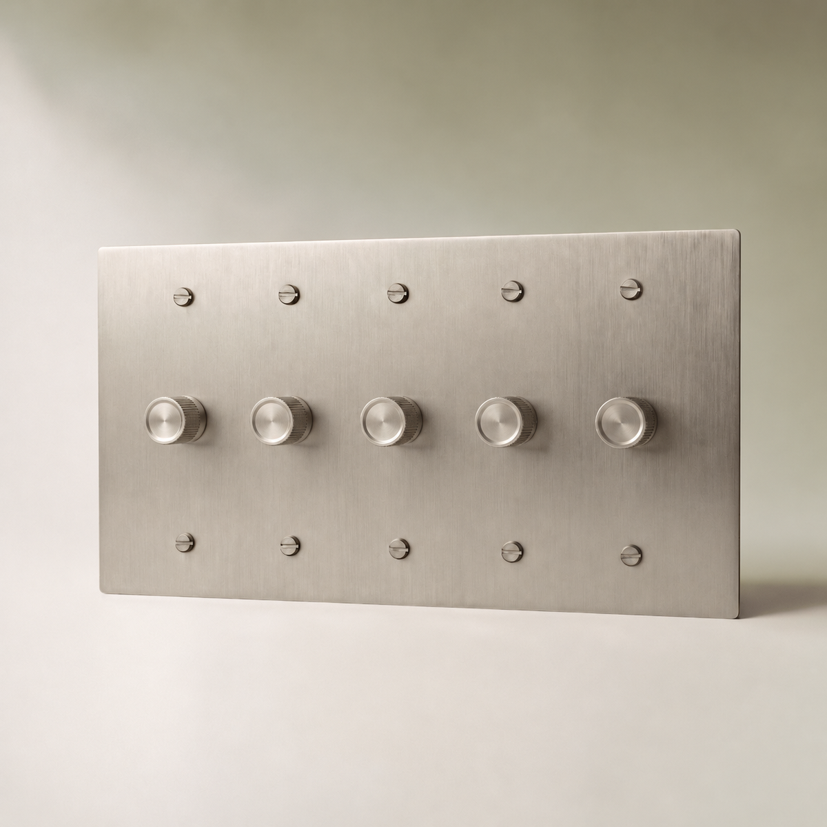 Brass Rotary Dimmer Switch, Stainless Steel 5 Gang product view — seamless faceplate | CARRA HOME