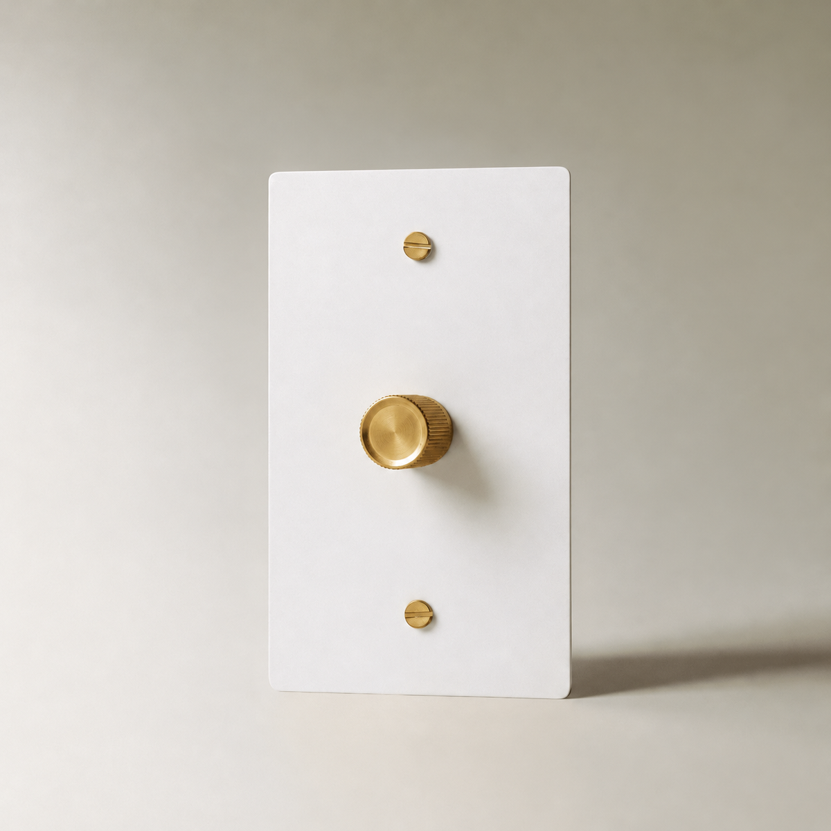 Brass Rotary Dimmer Switch, White with Brass 1 Gang product view — seamless faceplate | CARRA HOME