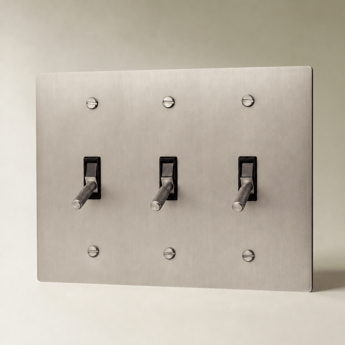 Brass Toggle Switch, Stainless Steel 3 Gang product view — seamless faceplate | CARRA HOME