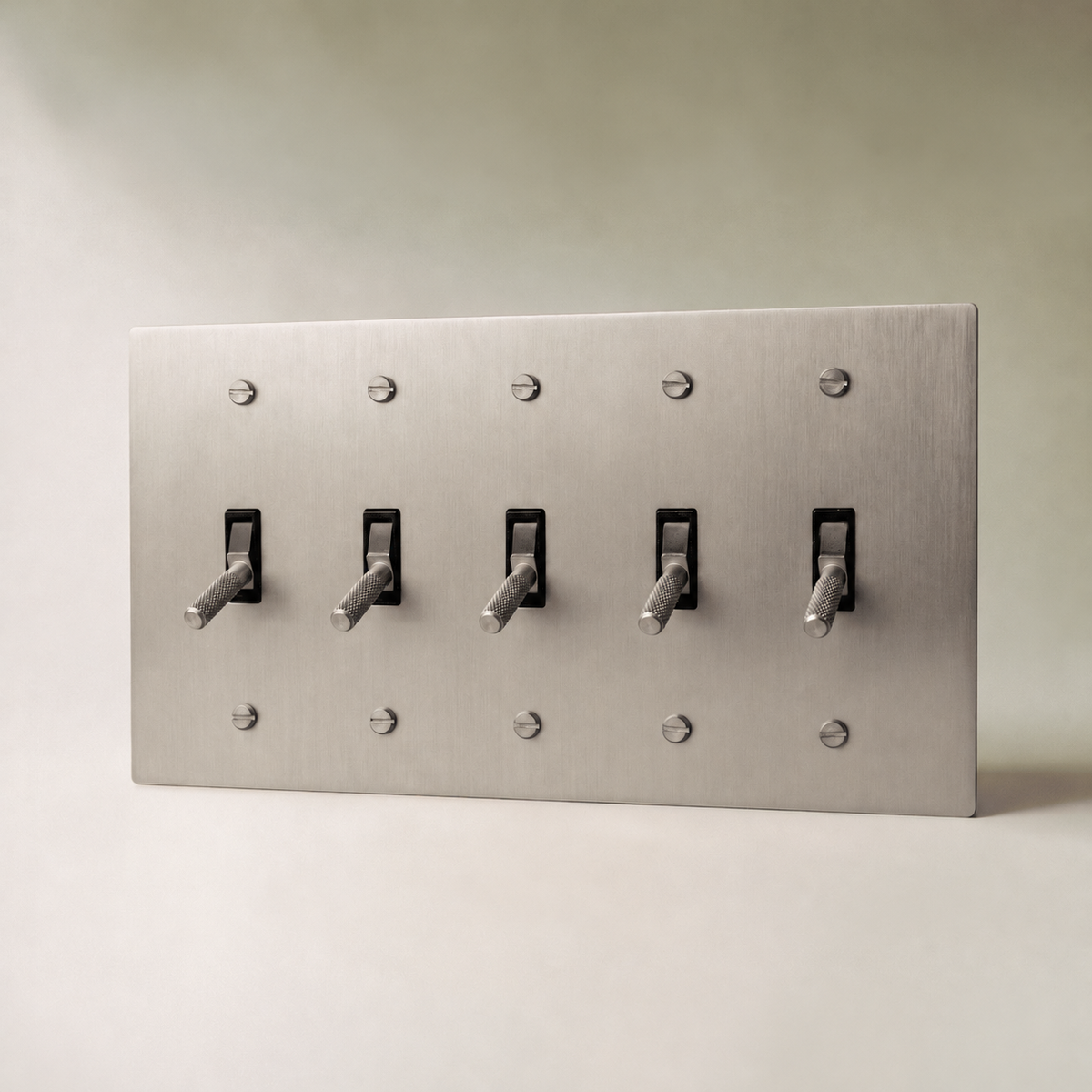 Brass Toggle Switch, Stainless Steel 5 Gang product view — seamless faceplate | CARRA HOME