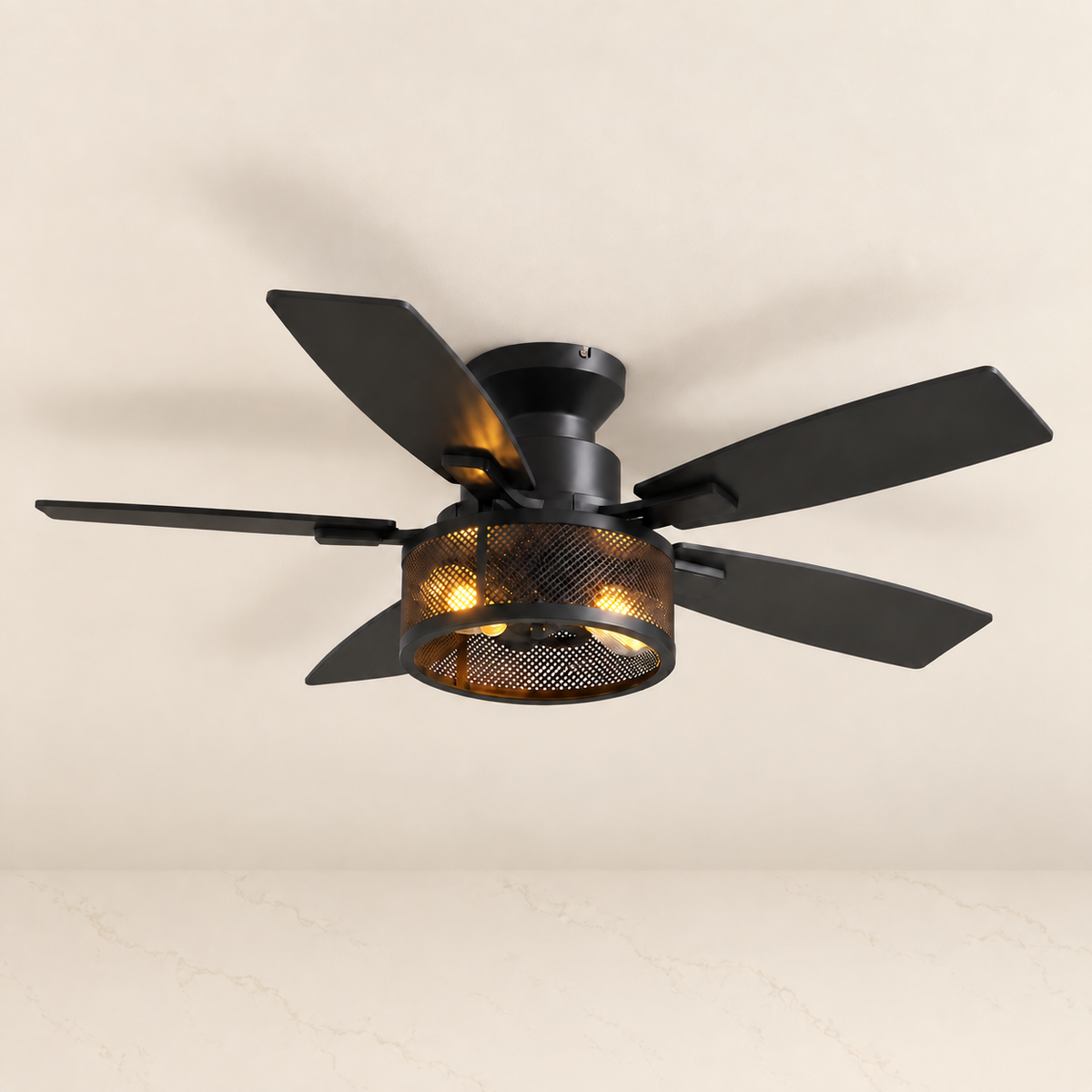 Brise 46-inch Farmhouse Flush Mount Ceiling Fan material and finish detail