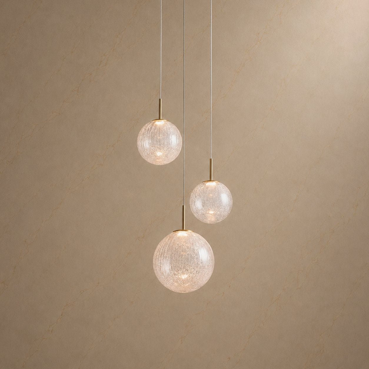 Casen 3-Light Sculptural Chandelier — minimalist three-globe design, perfect for small foyers, powder rooms, or intimate spaces with modern luxury | Carra Home