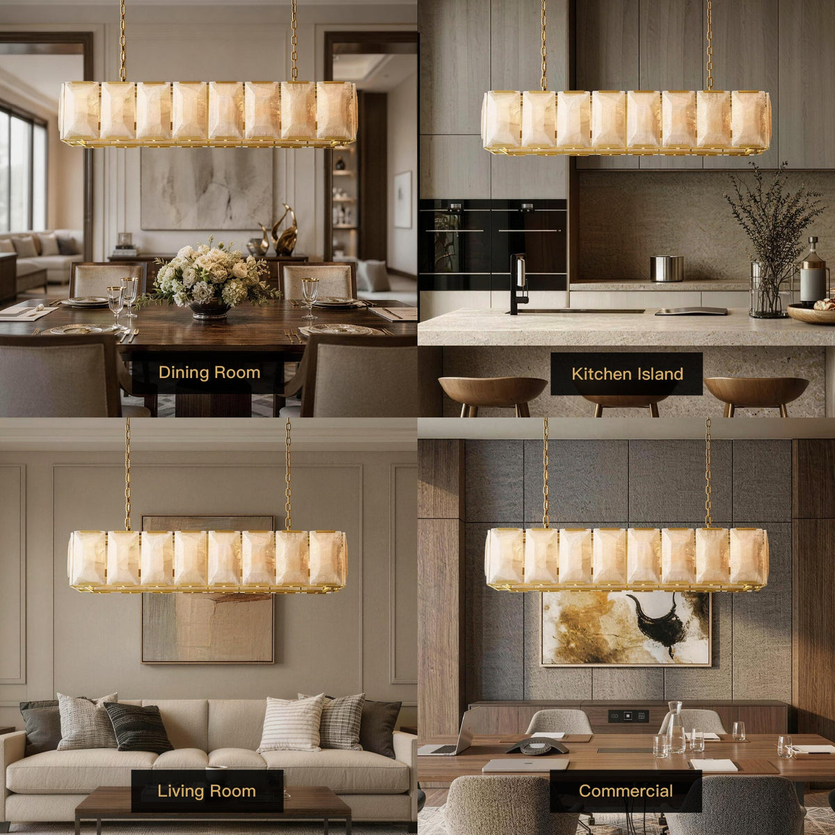 Celestique Alabaster Linear Chandelier product view 07