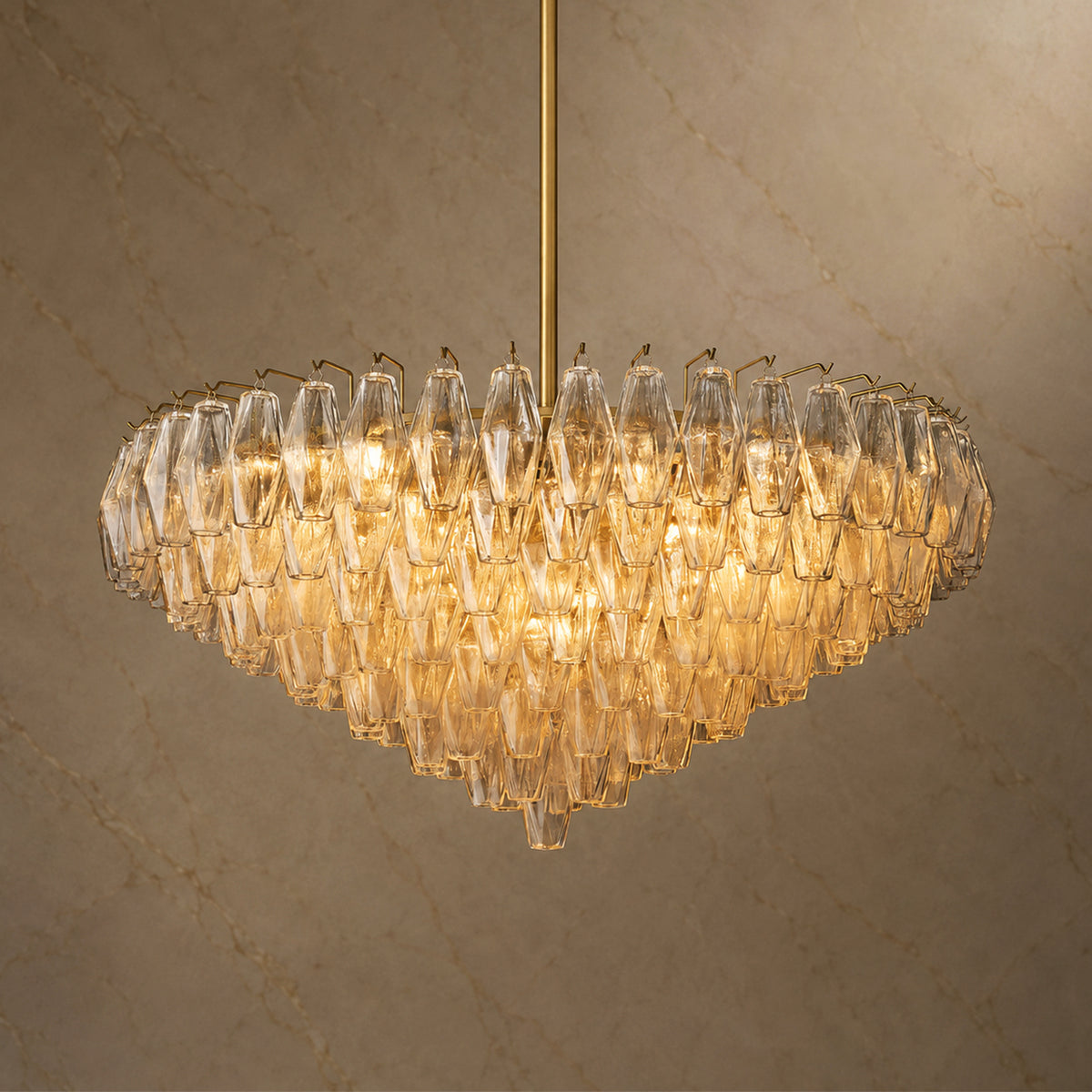 Chiara Smoked Glass Round Chandelier material and construction detail