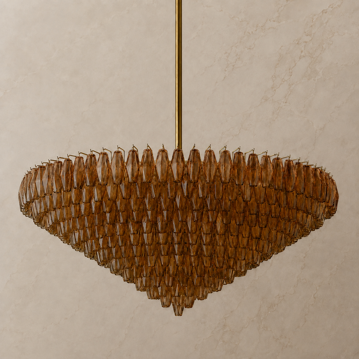 Chiara Glass Round Chandelier in Smoke – light off