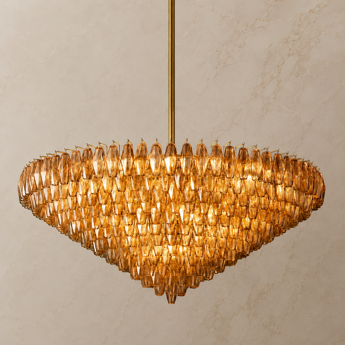 Chiara Glass Round Chandelier in Smoke – light on