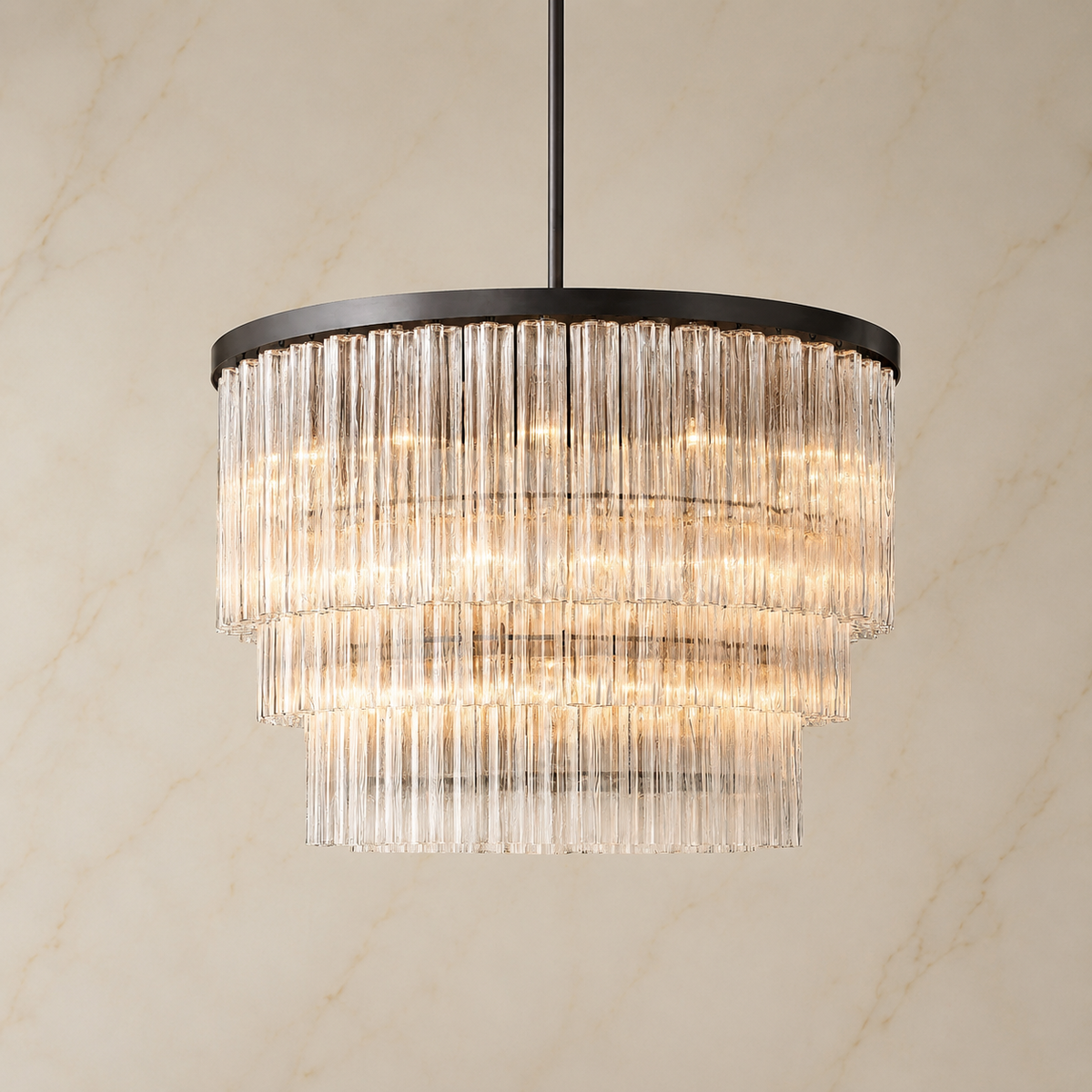 Ciello Crystal Three-Tier Round Chandelier 7