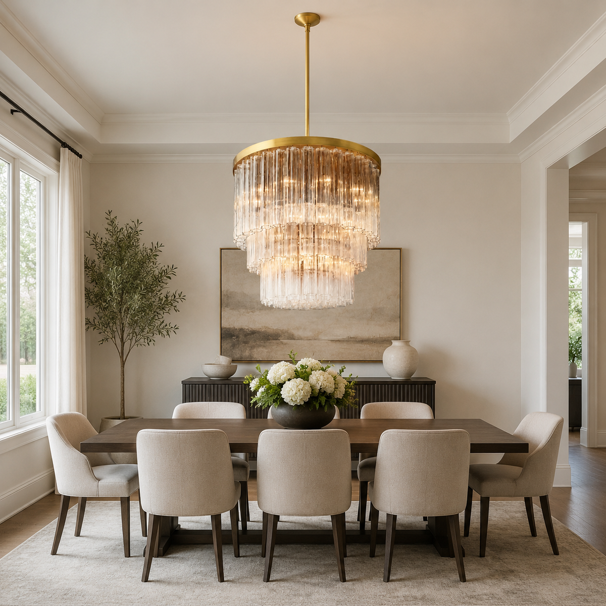 Ciello Crystal Three-Tier Round Chandelier 11