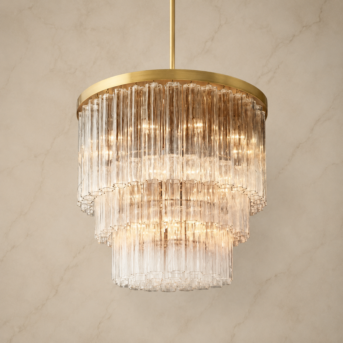 Ciello Crystal Three-Tier Round Chandelier 1