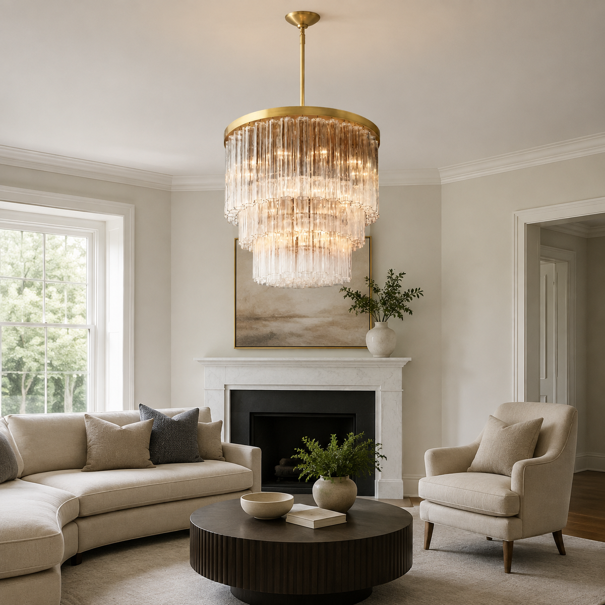 Ciello Crystal Three-Tier Round Chandelier 12