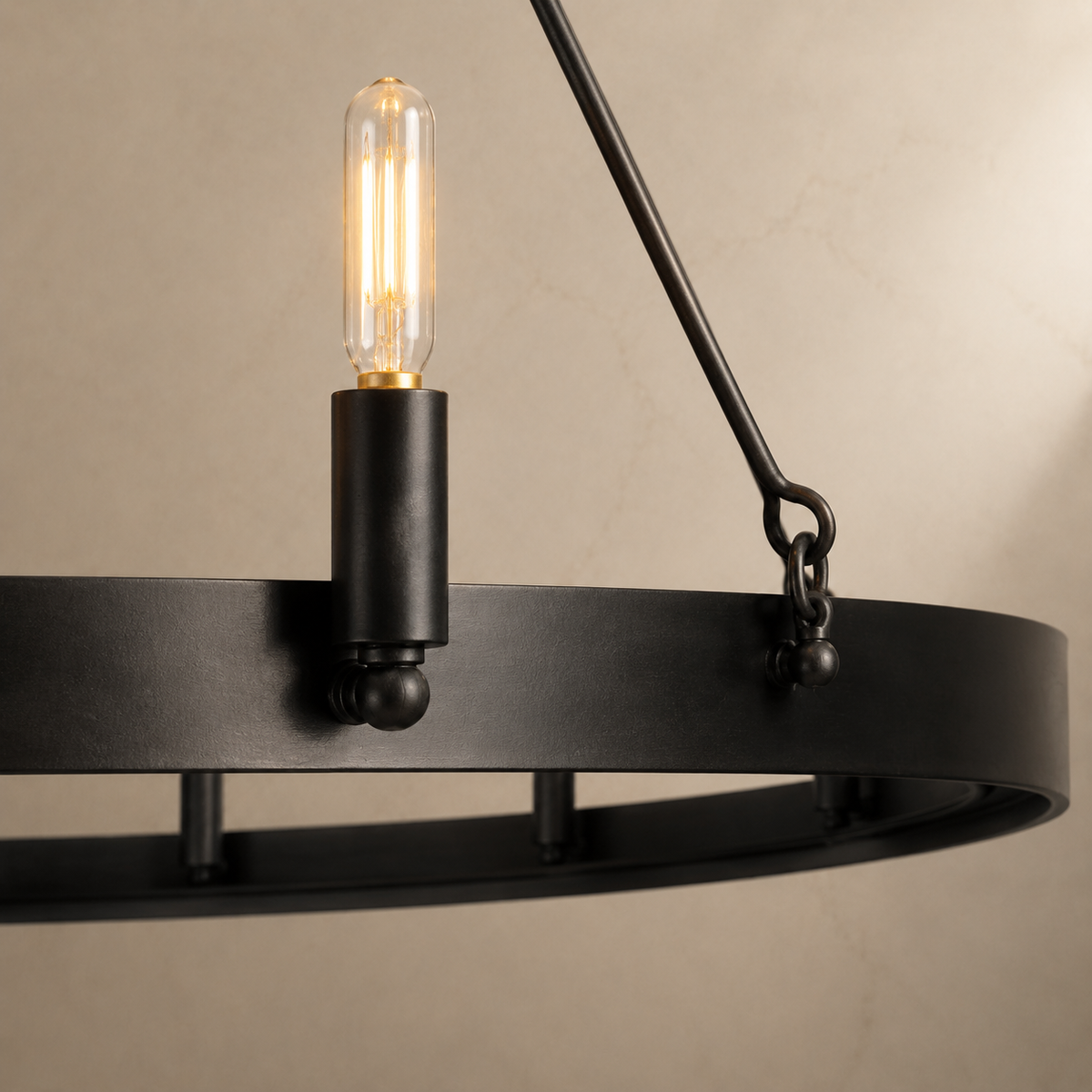 Cominv Metal Round Candelabra Chandelier in black body detail