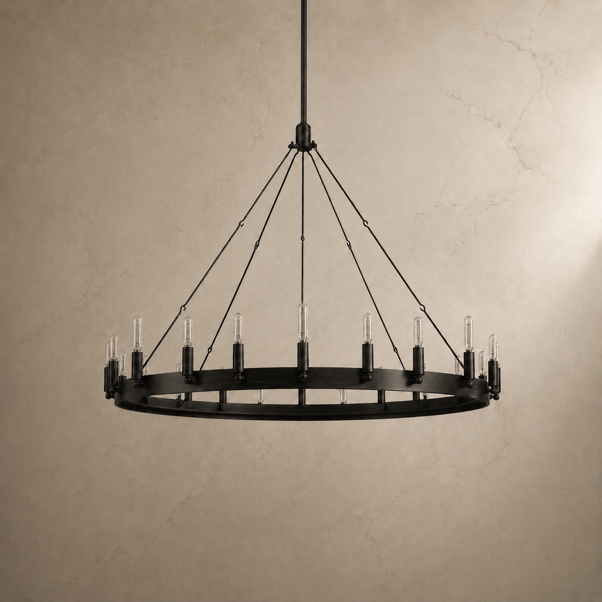 Cominv Metal Round Candelabra Chandelier in black, light off