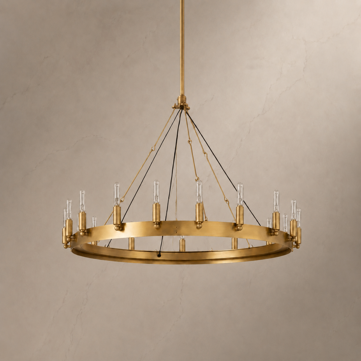 Cominv Metal Round Candelabra Chandelier in gold, light off