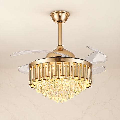 Crownelle K9 Crystal Retractable Ceiling Fan material and construction detail