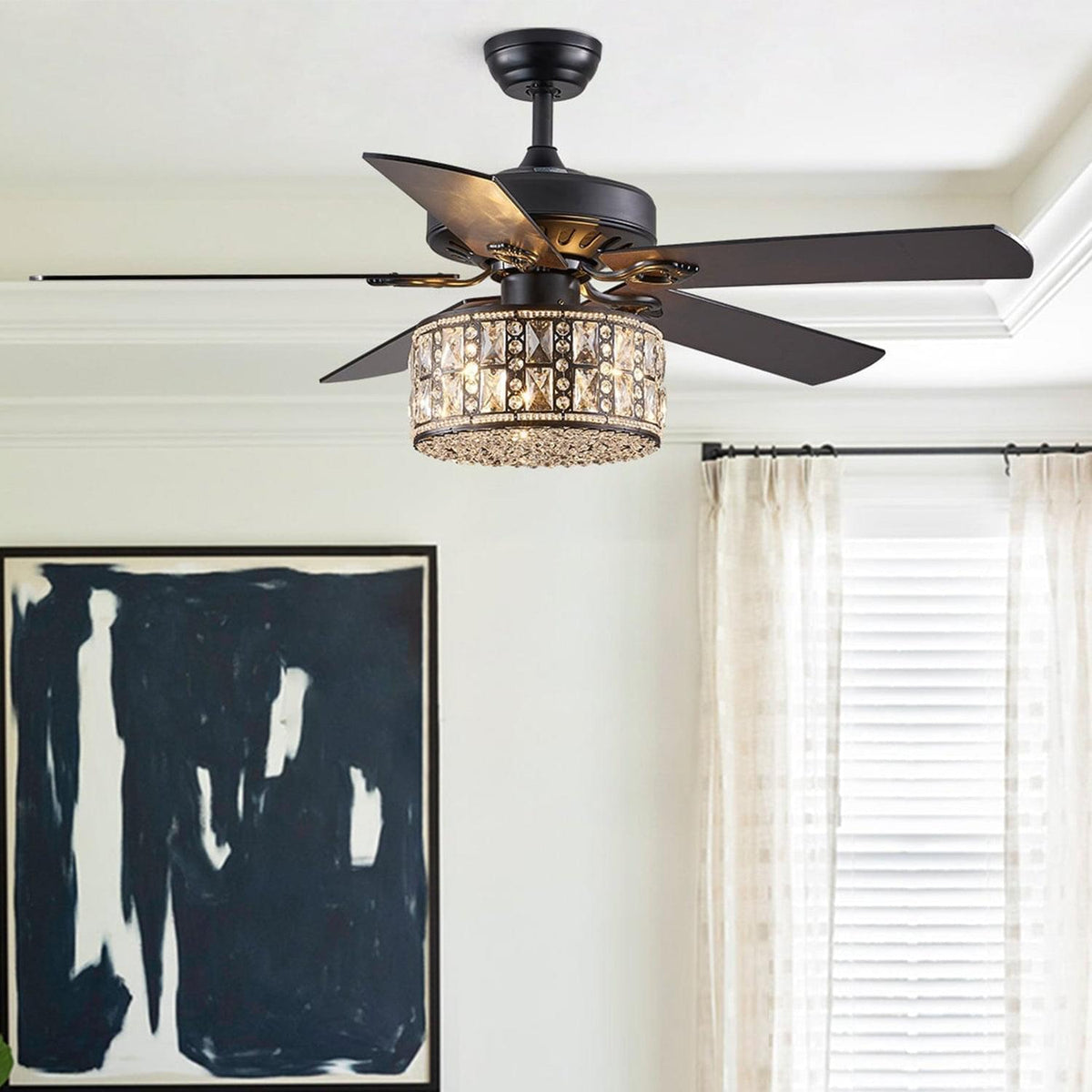 Delora Crystal Double Drum Ceiling Fan remote control
