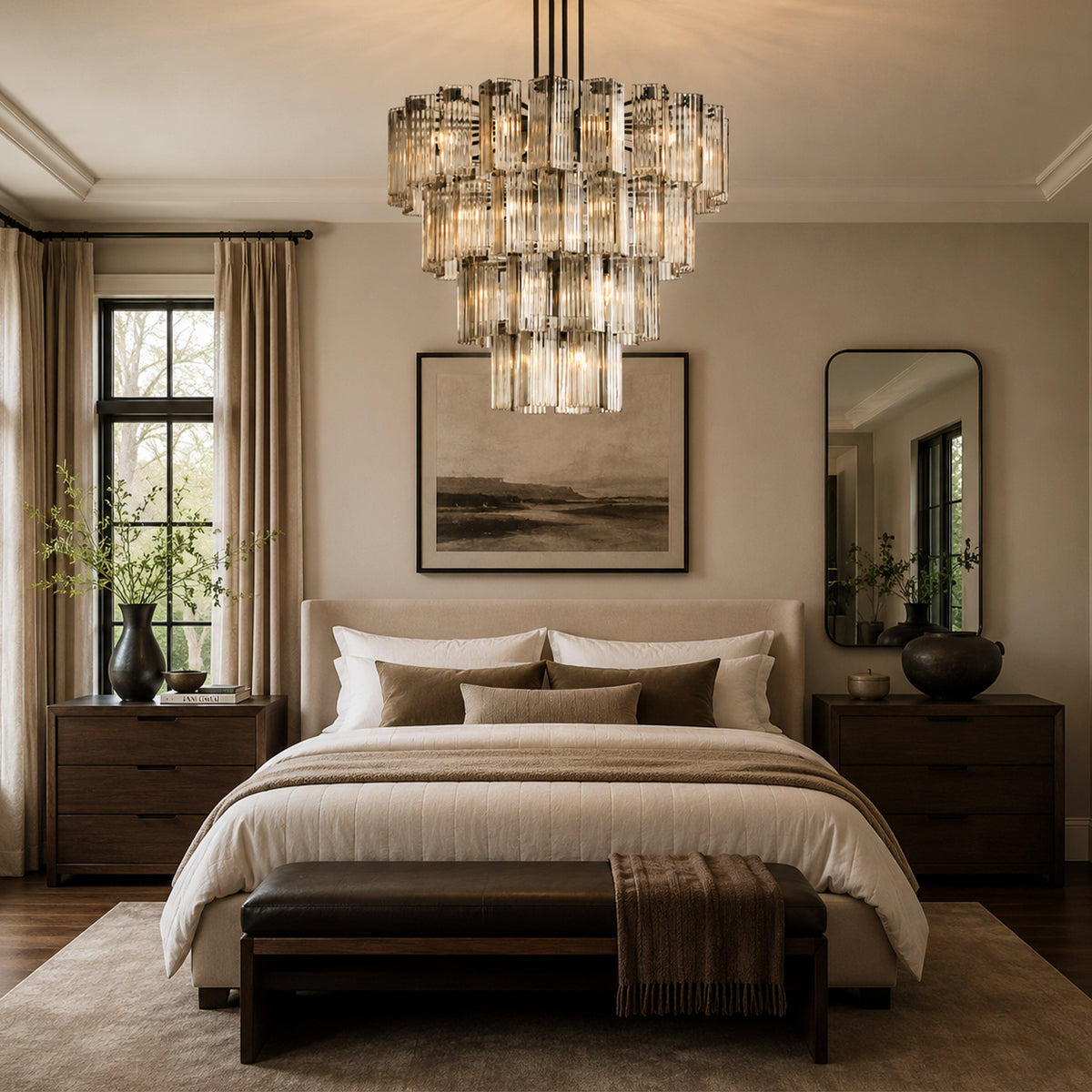 Delsie Gold Glass Round Chandelier