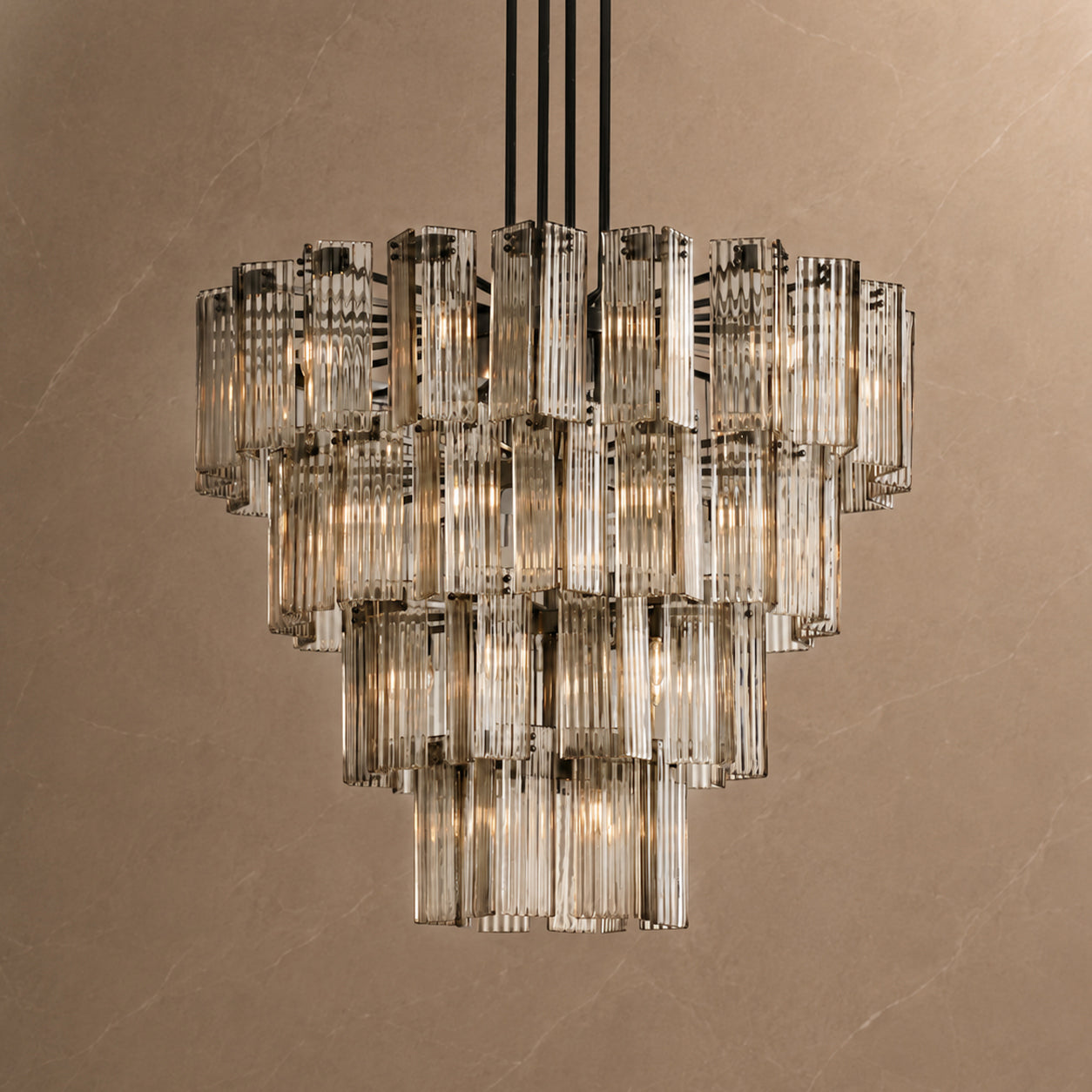 Delsie Gold Glass Round Chandelier