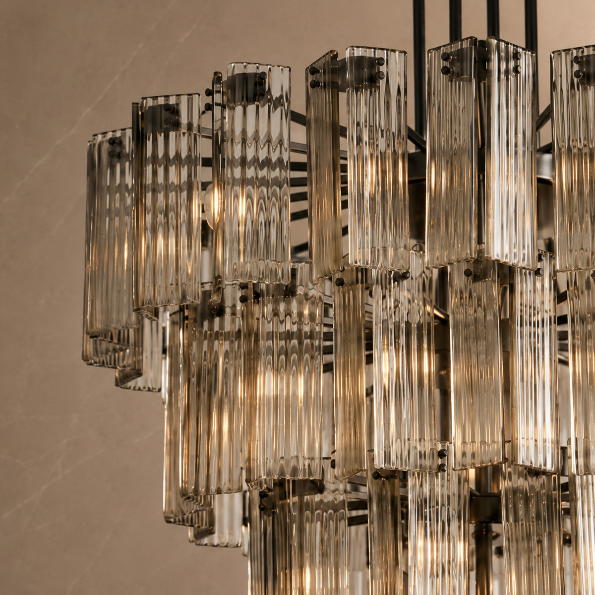 Delsie Gold Glass Round Chandelier