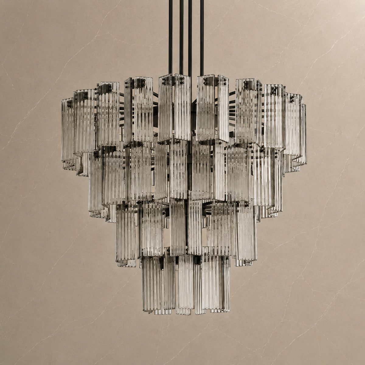 Delsie Gold Glass Round Chandelier