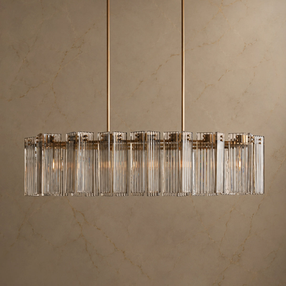 Delsie Clear Glass Oval Chandelier material and construction detail