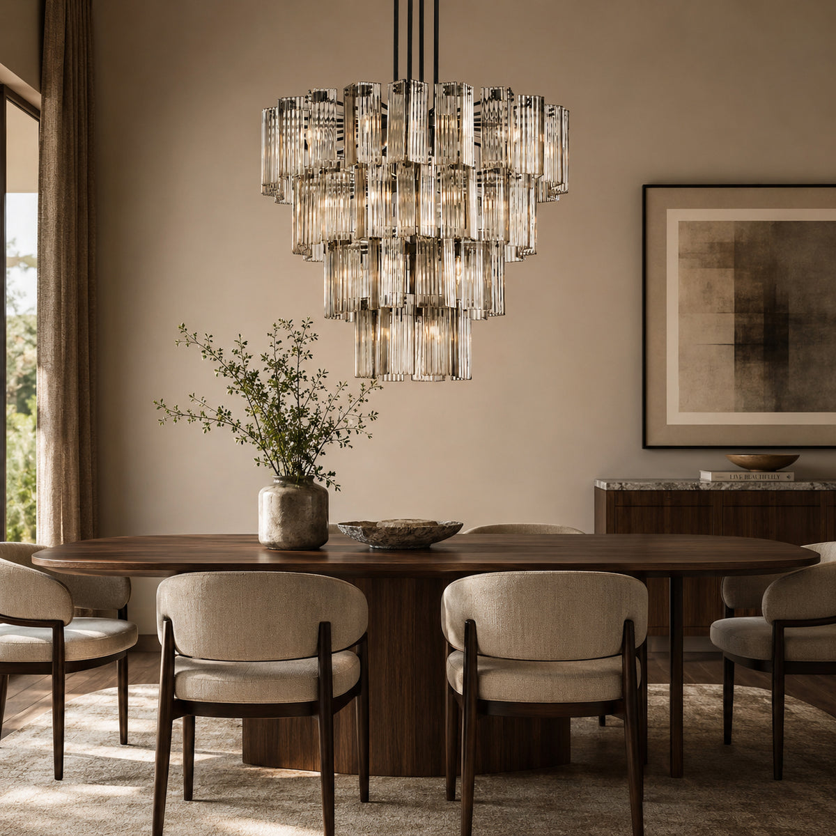 Delsie Gold Glass Round Chandelier