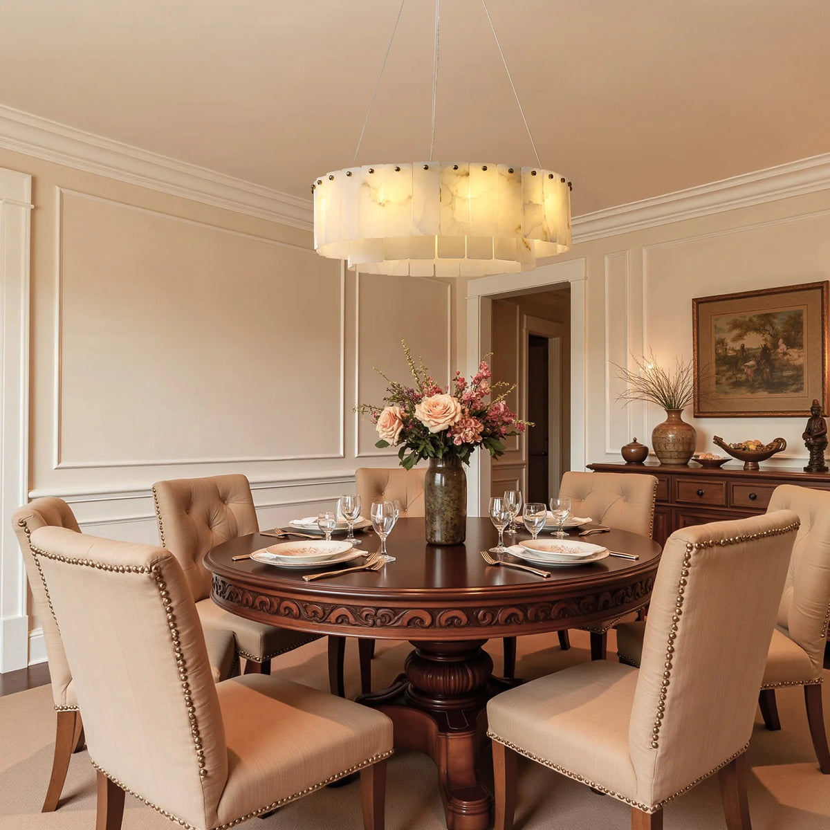 Elara Alabaster Round Chandelier product view 07