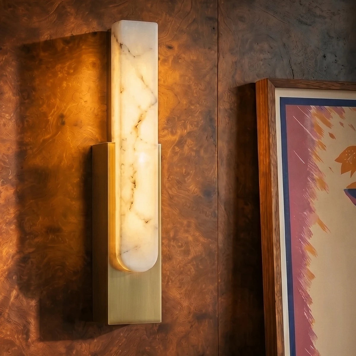Emilia gold hardware and natural alabaster detail | CARRA HOME