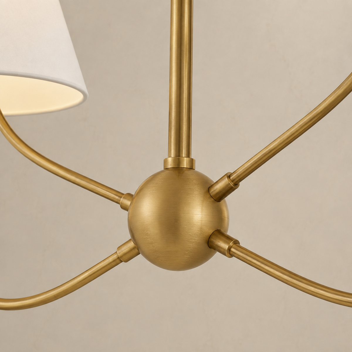 evermore fabric shade chandelier gold body detail