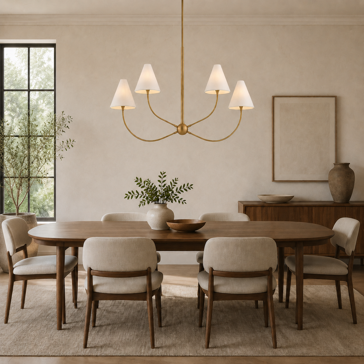 evermore fabric shade chandelier gold dining room