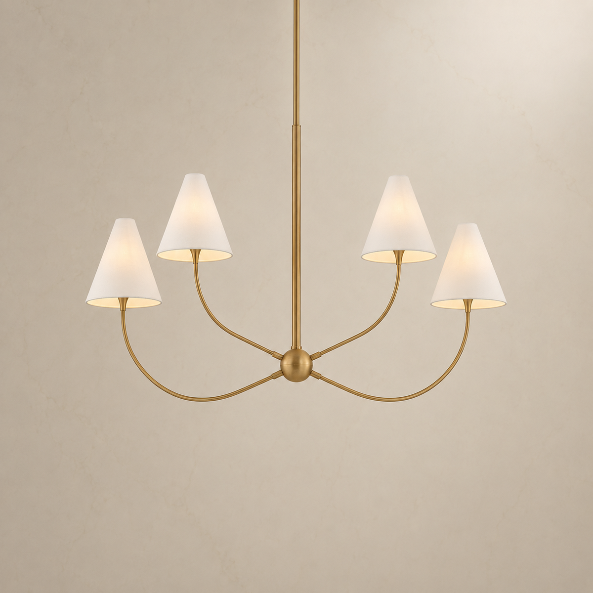 evermore fabric shade chandelier gold light on